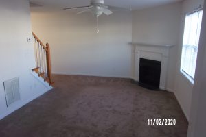 living room w/ electric fireplace