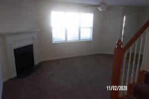 living room w/ electric fireplace