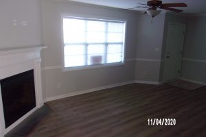 living room w/ electric fireplace