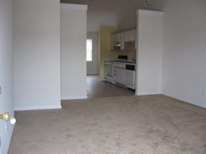 living room into kitchen